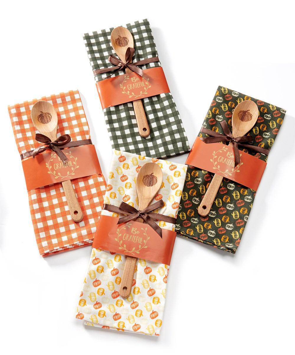 Autumn Wooden Spoon & Towel Set