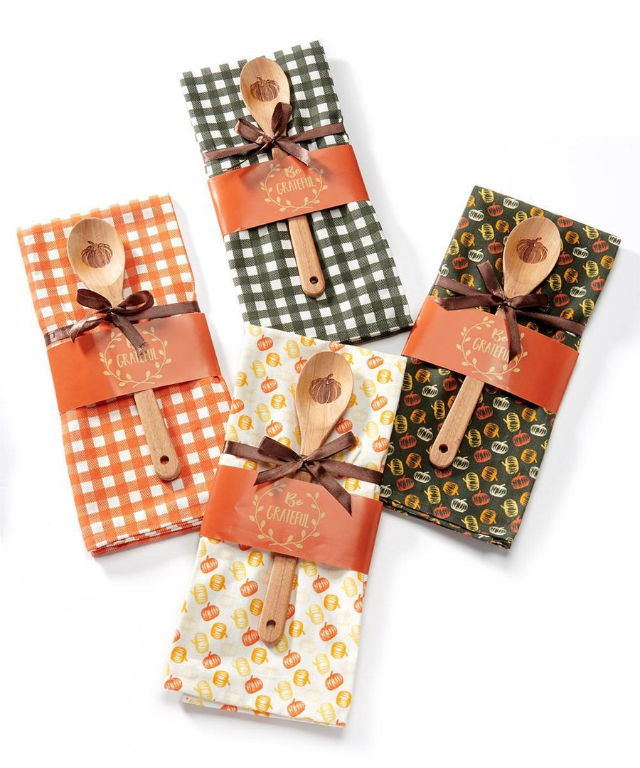 Autumn Wooden Spoon & Towel Set