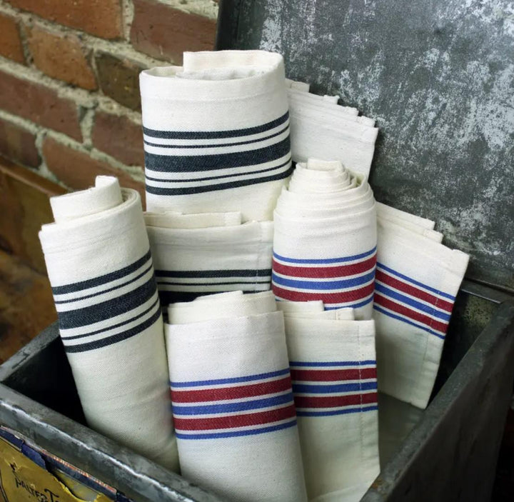Vintage Farmhouse Retro Stripe Kitchen Towel Black