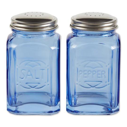 Retro Glass Salt & Pepper Set Blue