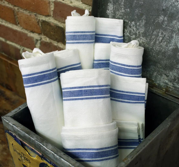 Vintage Farmhouse Retro Stripe Kitchen Towel Blue
