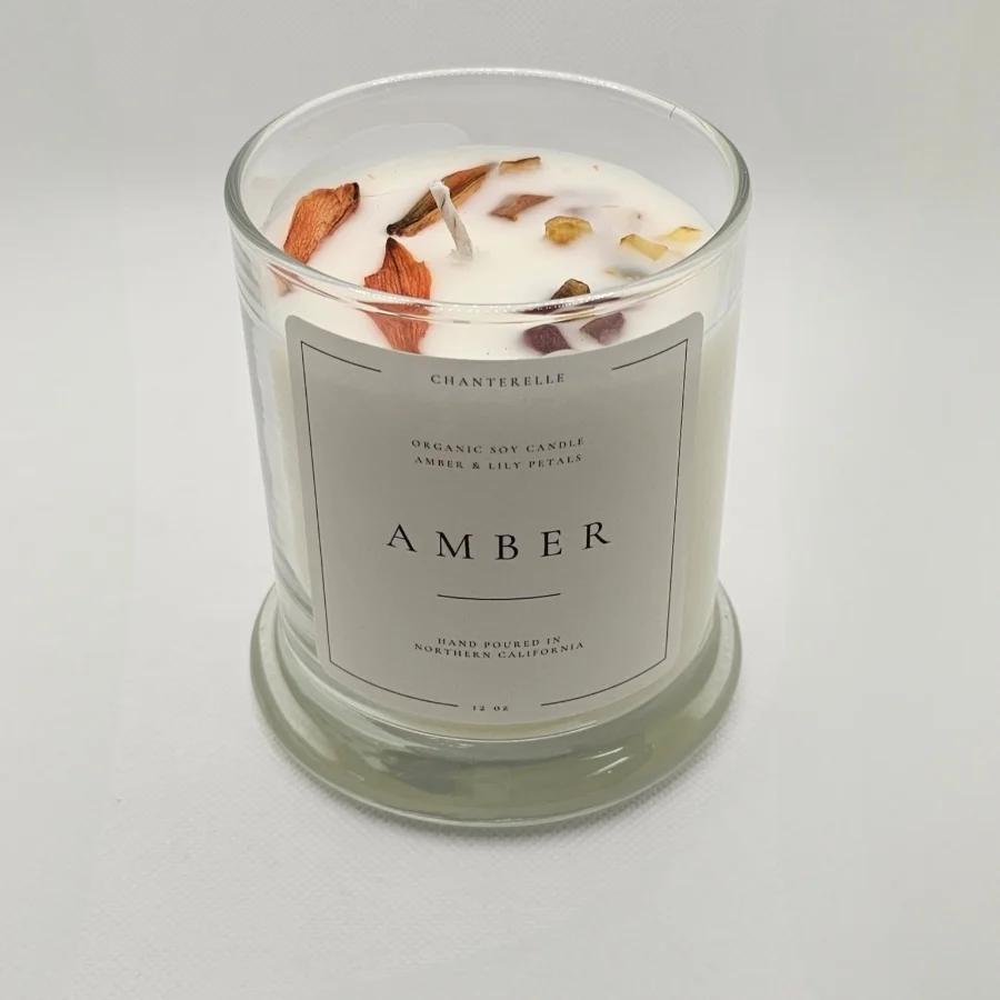 Chanterelle Gemstone Candle 12 oz Status Jar, Amber