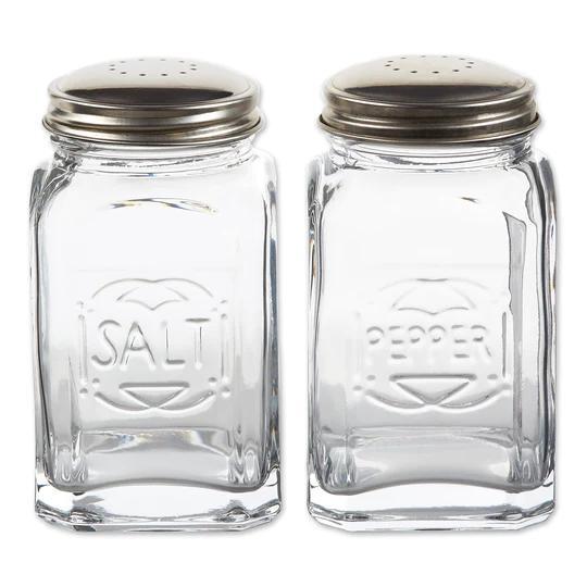 Retro Glass Salt & Pepper Set Clear