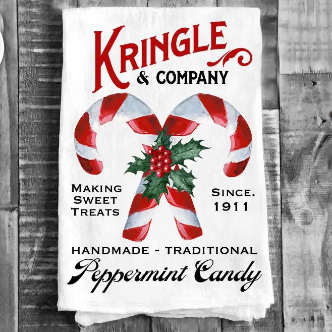 Cotton Tea Towel | Kringle & Co. Candy Canes