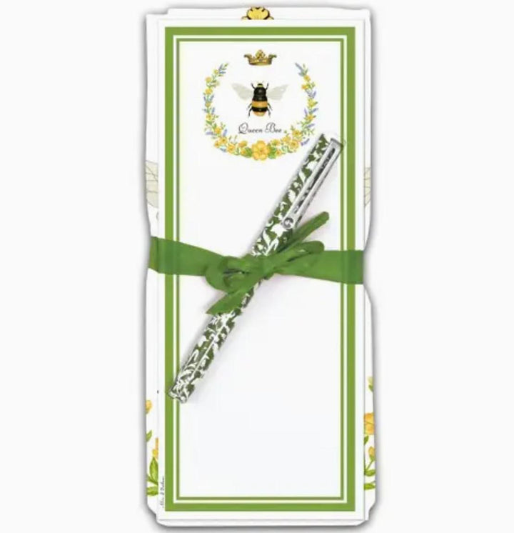 Flour Sack Towel & Magnetic Note Pad Gift Set | Queen Bee (Floral)