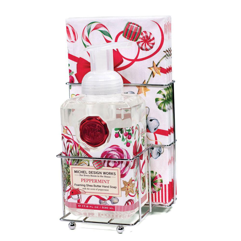 Foaming Shea Butter Hand Soap & Napkin Set | Peppermint