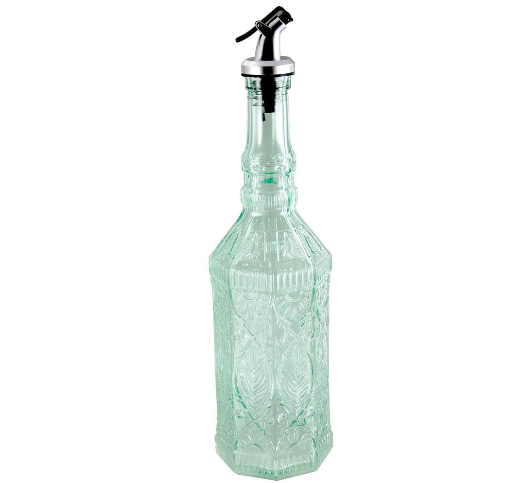 Gaudi Embossed Decorative Glass Oil and Vinegar Cruet with Pourer