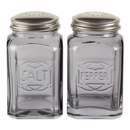 Retro Glass Salt & Pepper Set Grey