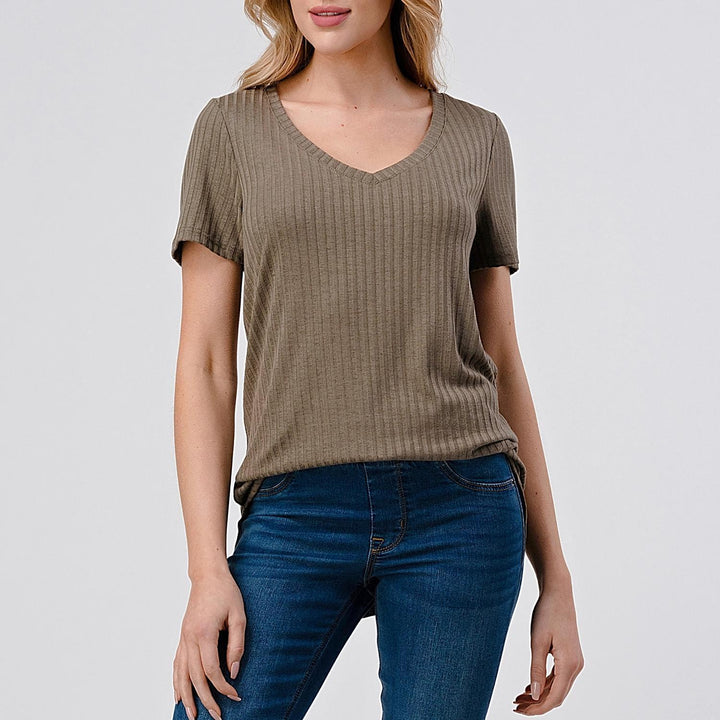 Heimious Short Sleeve V-Neck Relaxed Fit T-Shirt – Hacci Rib Heimious Short Sleeve V-Neck Relaxed Fit T-Shirt – Hacci Rib