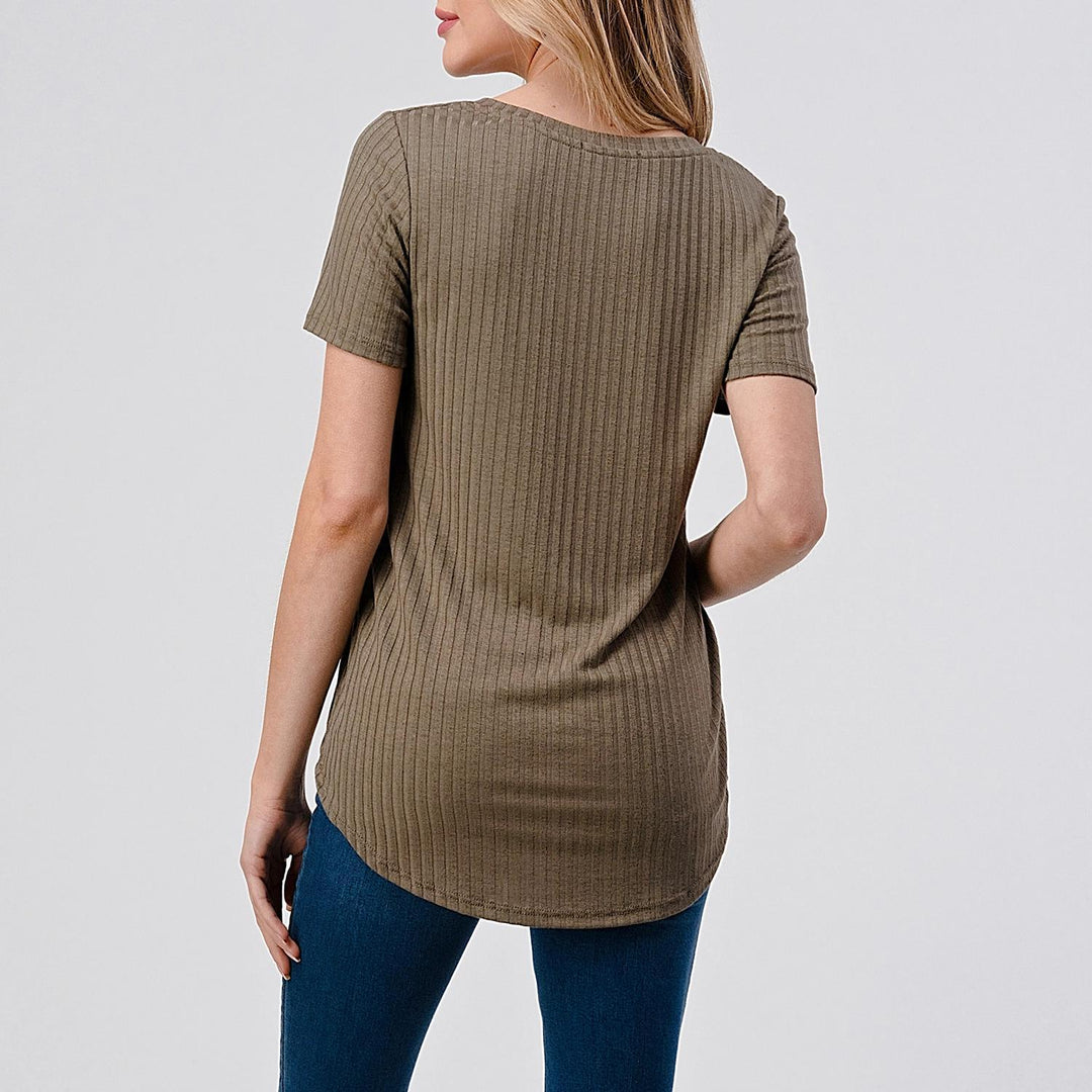 Heimious Short Sleeve V-Neck Relaxed Fit T-Shirt – Hacci Rib Heimious Short Sleeve V-Neck Relaxed Fit T-Shirt – Hacci Rib
