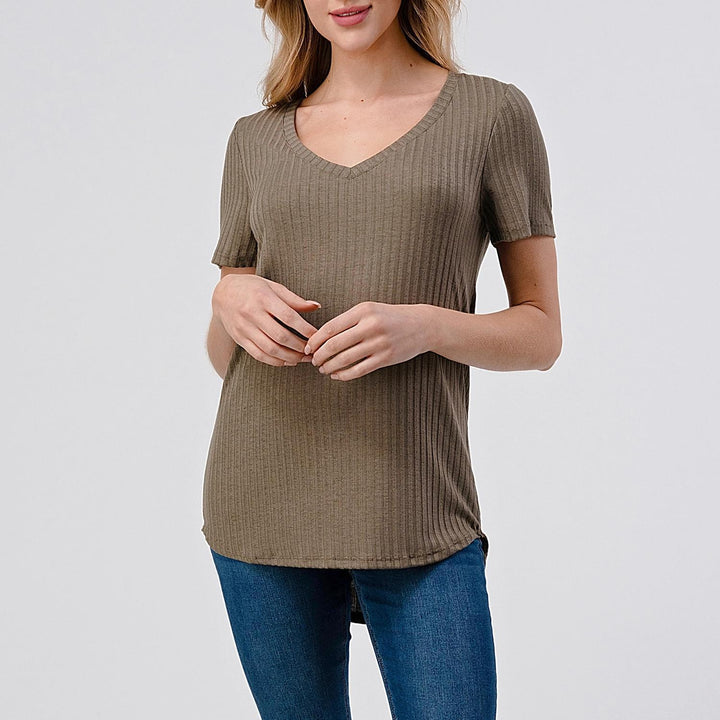 Heimious Short Sleeve V-Neck Relaxed Fit T-Shirt – Hacci Rib Heimious Short Sleeve V-Neck Relaxed Fit T-Shirt – Hacci Rib
