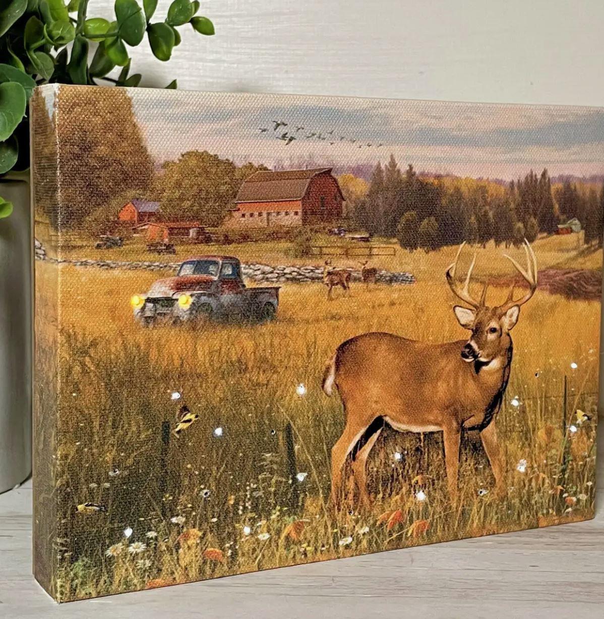 Lighted Tabletop Canvas | Deer in the Meadow