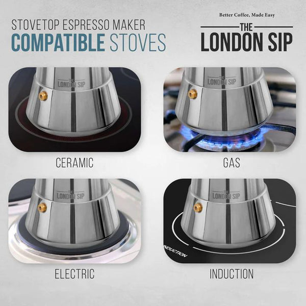 London Sip Stainless Steel Stovetop Espresso Coffee Maker