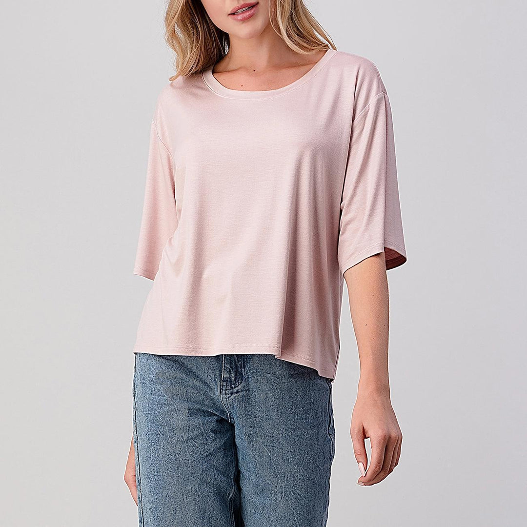 Heimious Half Sleeve Boxy Fit Modal Jersey T-Shirt Mineral Pink S Heimious Half Sleeve Boxy Fit Modal Jersey T-Shirt