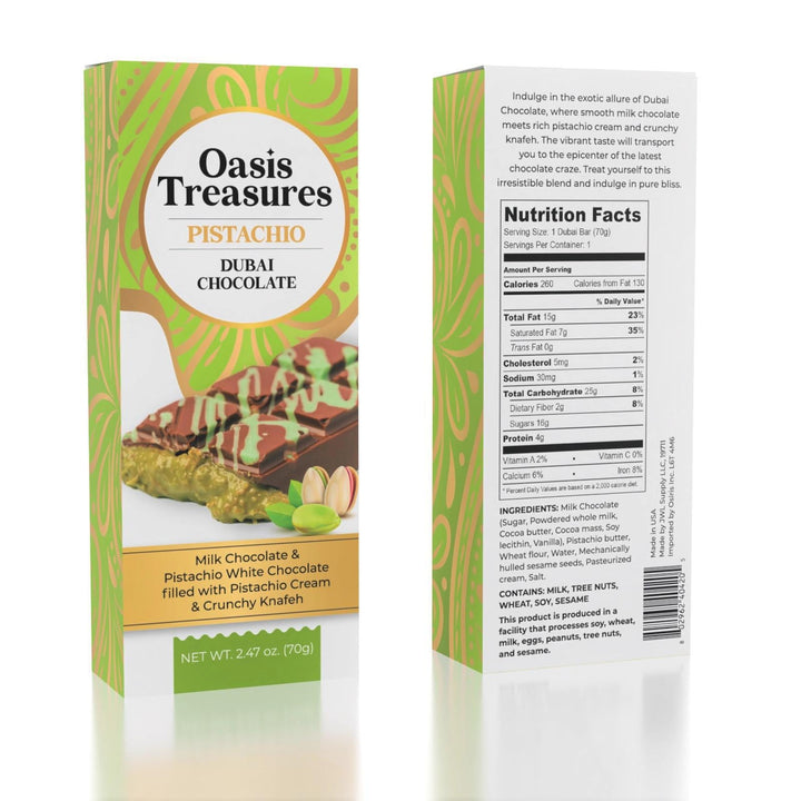 Oasis Treasures Dubai Chocolate Bar Pistachio Oasis Treasures Dubai Chocolate Bar Pistachio