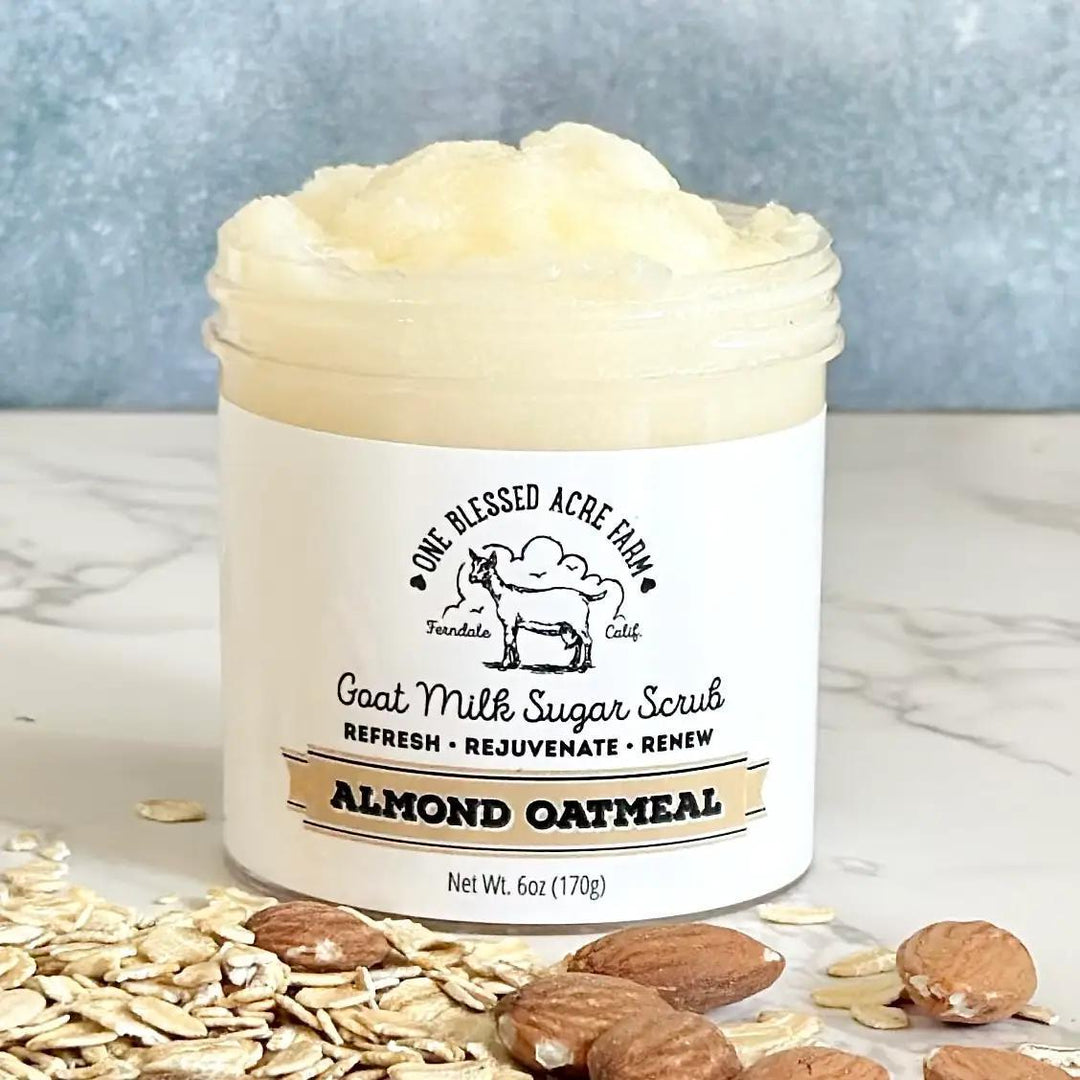 One Blessed Acre Almond Oatmeal Emulsified Goat Milk Sugar Scrub One Blessed Acre Almond Oatmeal Emulsified Goat Milk Sugar Scrub
