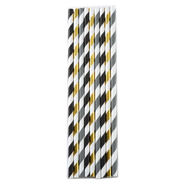 Paper Party Straws | Black & Gold