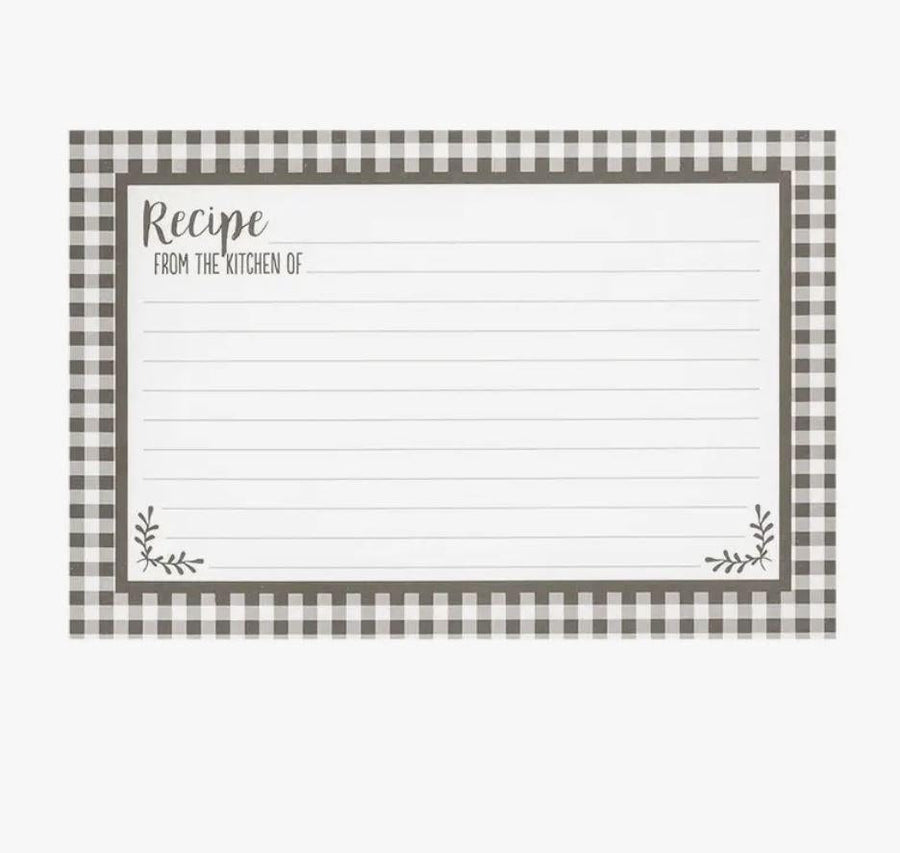 Recipe Cards | Black / White Check