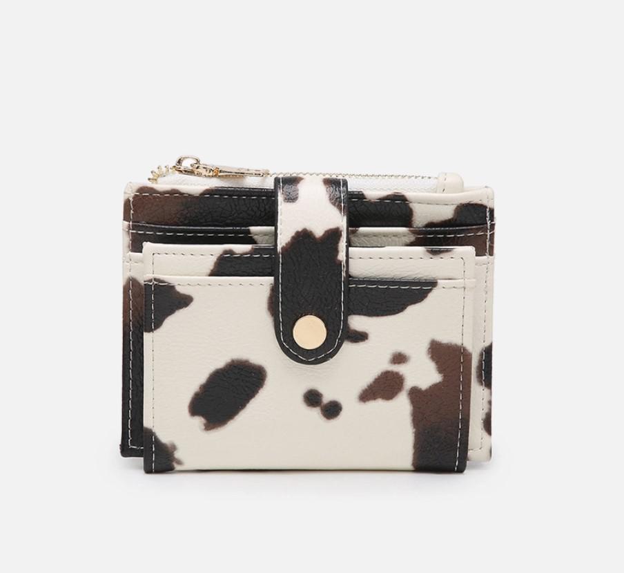 Sam Mini Snap Wallet & Card Holder | Cow Print