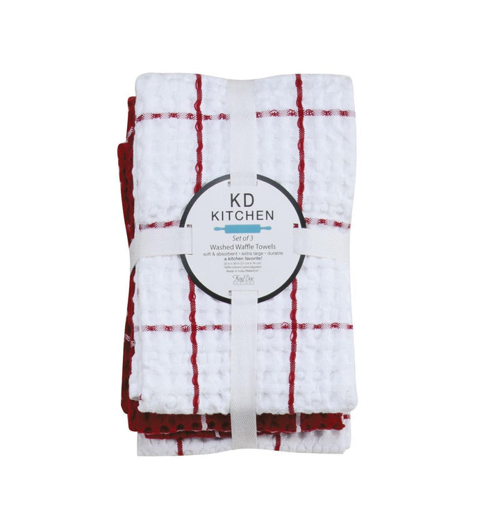 Waffle Towels 3-Piece Samba Red