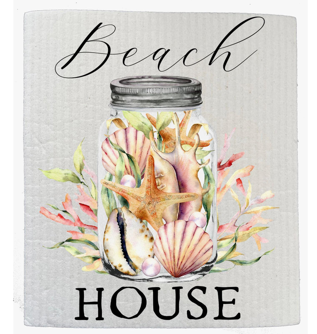 Swedish Sponge Dish Cloth | Beach House Mason Jar Sea Shells