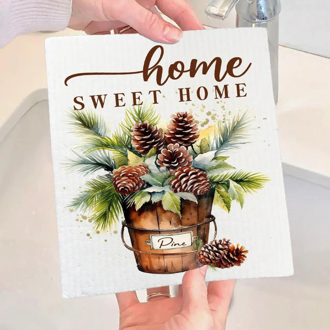 Swedish Sponge Dish Cloth | Home Sweet Home Bucket Pine Cones Swedish Sponge Dish Cloth | Home Sweet Home Bucket Pine Cones