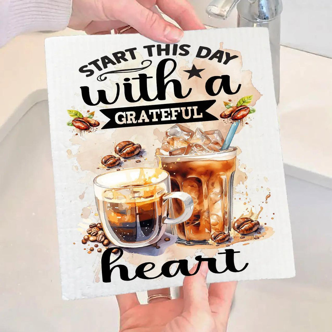 Swedish Sponge Dish Cloth | Start This Day Grateful Coffee Swedish Sponge Dish Cloth | Start This Day Grateful Coffee