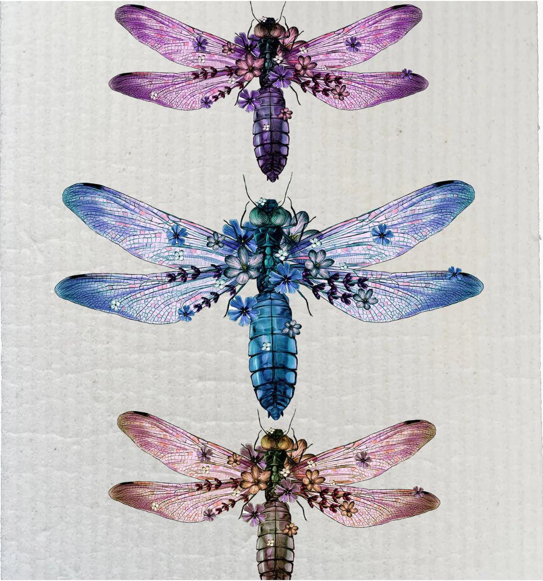 Swedish Sponge Dish Cloth | Vintage Dragonflies