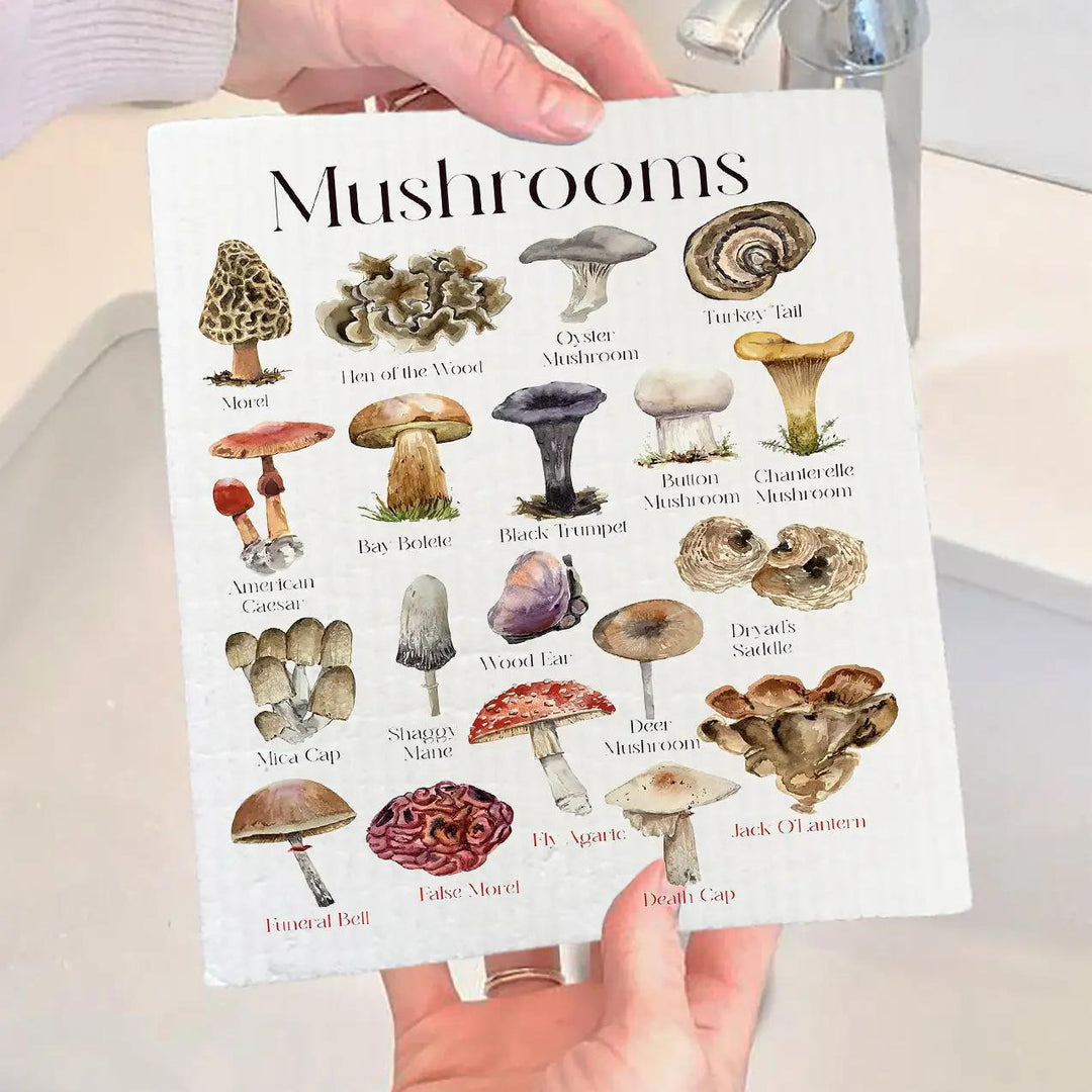 Swedish Sponge Dish Cloth | Vintage Mushrooms Variety Swedish Sponge Dish Cloth | Vintage Mushrooms Variety