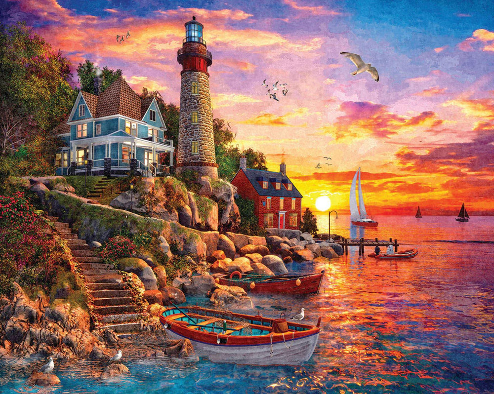 White Mountain Jigsaw Puzzle | Lighthouse Sunset 1000 Piece