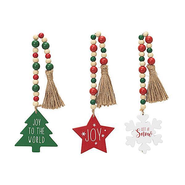 Wooden Bead Christmas Garland with Holiday Tag Wooden Bead Christmas Garland with Holiday Tag