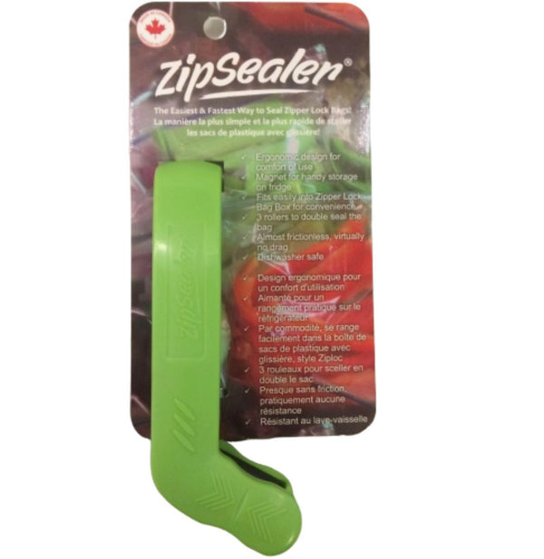 ZipSealer- The Original Zipper Lock Bag Sealer The Easiest Fastest Way to Seal Zipper Lock Zip Top Bags Patented Green