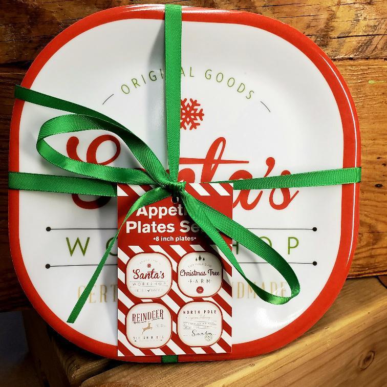 8" Holiday Appetizer Plate Set of 4