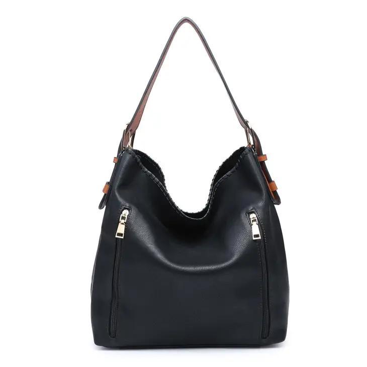 Alexa 2-in-1 Hobo Bag with Dual Zip Compartments | Black