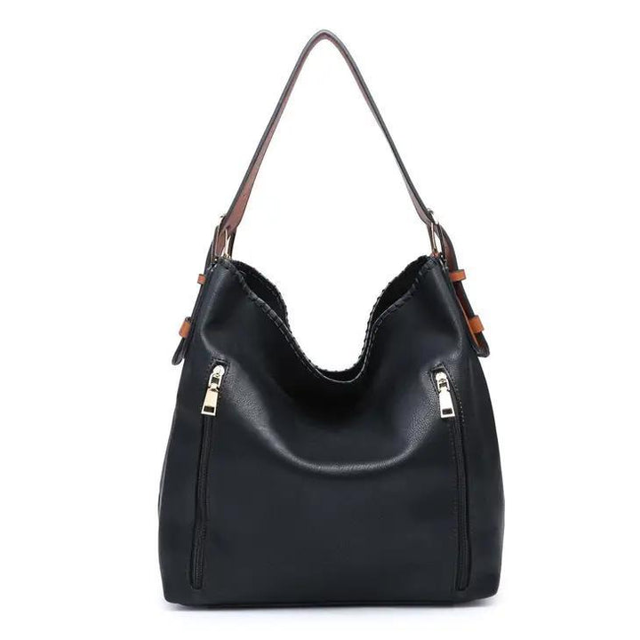 Alexa 2-in-1 Hobo Bag with Dual Zip Compartments | Black