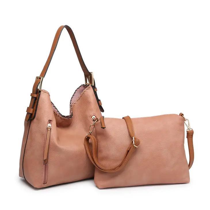 Alexa 2-in-1 Hobo Bag with Dual Zip Compartments | Mauve