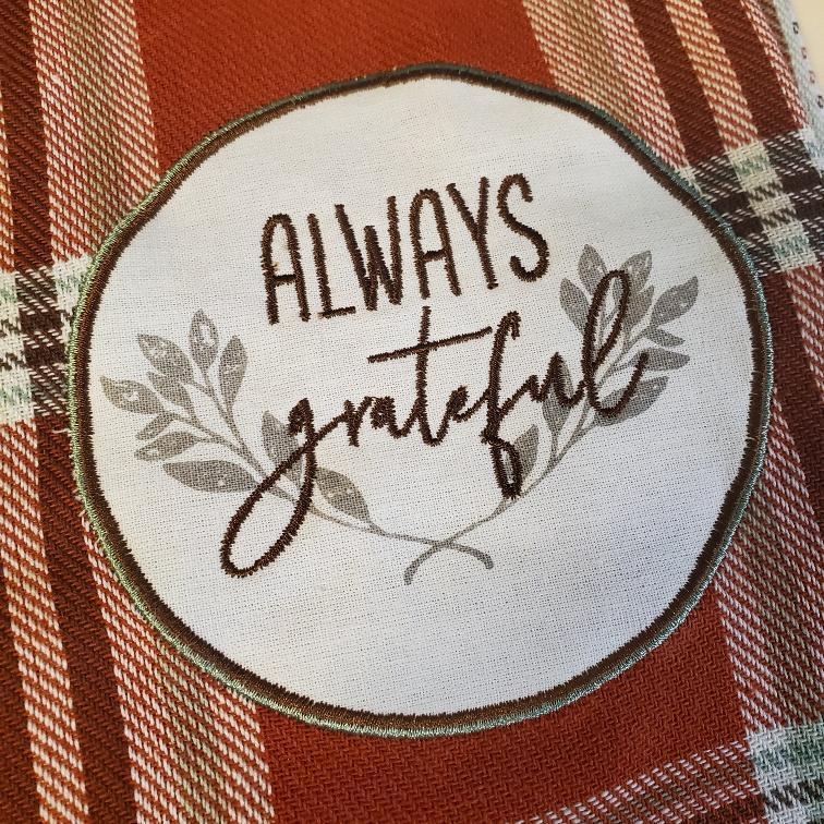 Always Grateful Embellished Dish Towel