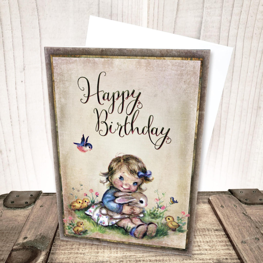 Bunny with Girl Birthday Card by Yesterday's Best