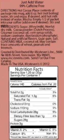 Candy Cane Hot Cocoa Packet