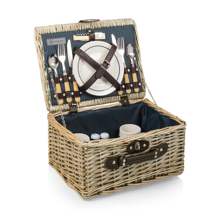 Catalina Picnic Basket Dahlia Collection | Navy Blue & Beige