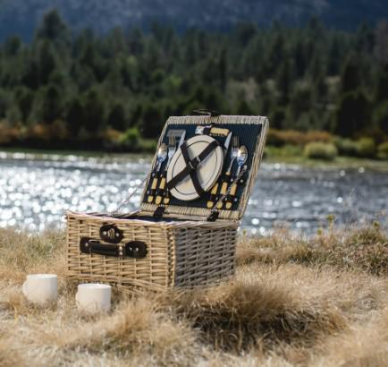 Catalina Picnic Basket Dahlia Collection | Navy Blue & Beige