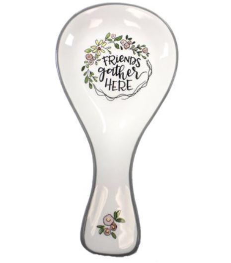 Ceramic Spoon Rest Friends Gather Here
