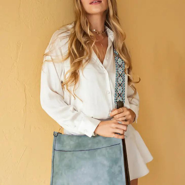 Light Grey Guitar Strap Crossbody Purse