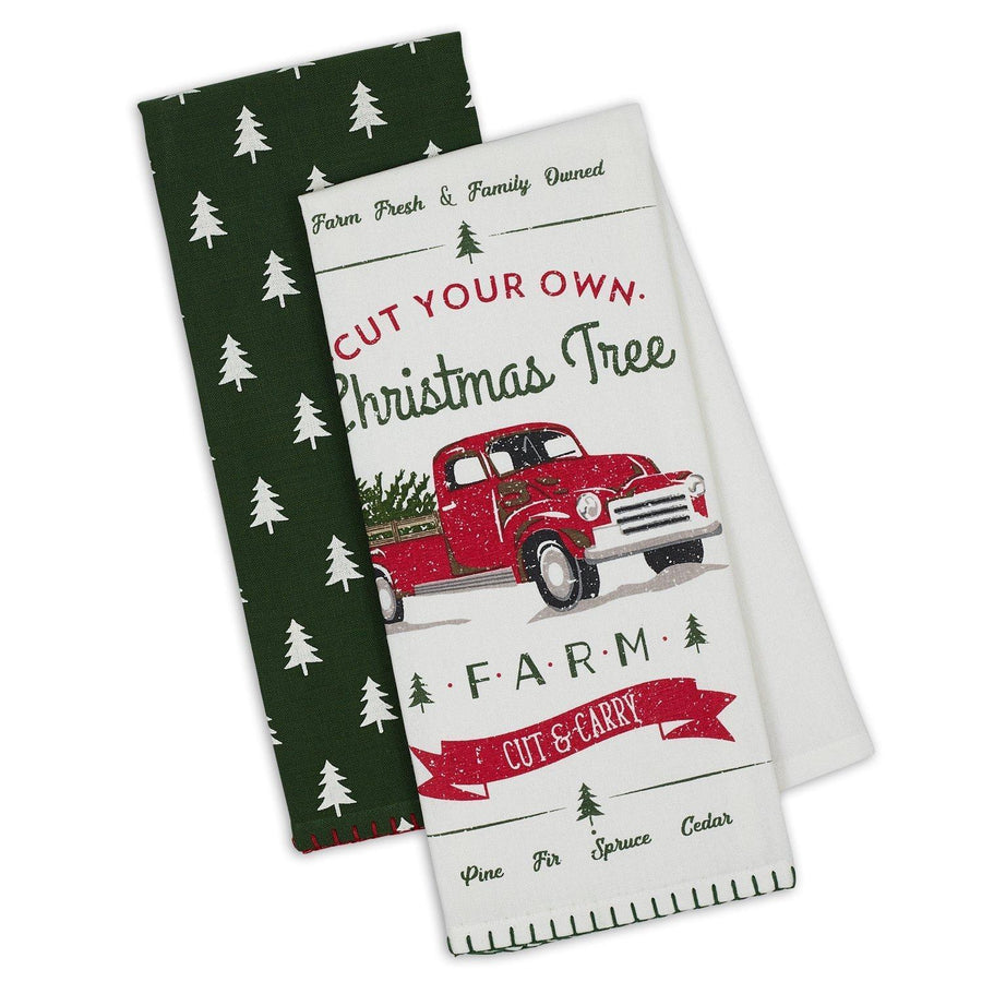 Christmas Trees with Truck  Kitchen Towel Set