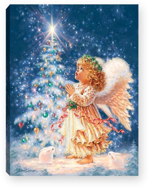 Christmas Wish Angel - Lighted Tabletop Canvas