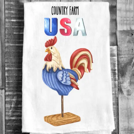 Cotton Tea Towel - 4th of July Patriotic Country Farm