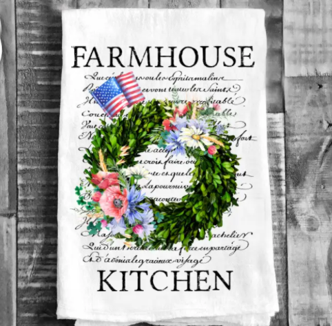 Cotton Tea Towel - 4th of July Patriotic Farmhouse Kitchen