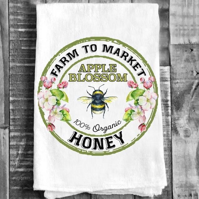 Cotton Tea Towel - Apple Blossom Honey "Farm to Market"