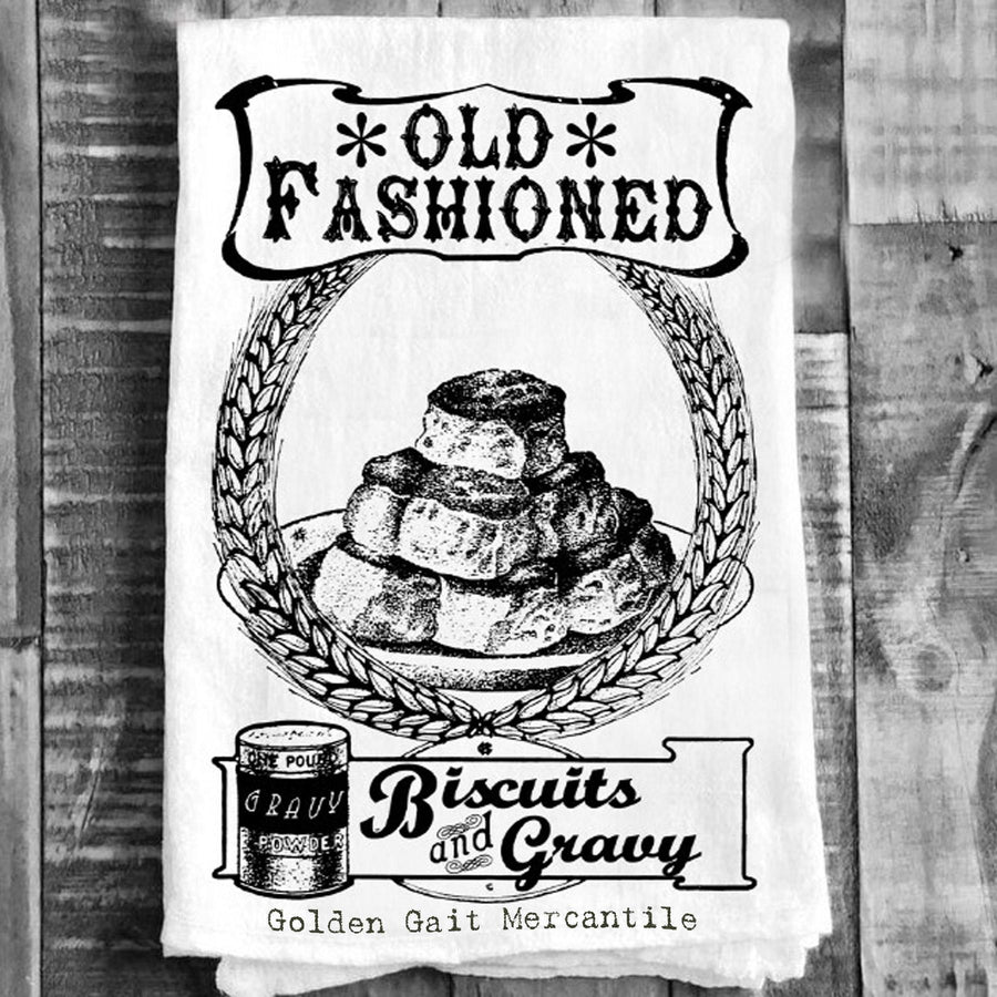 Cotton Tea Towel - "Biscuits and Gravy Golden Gait Mercantile"