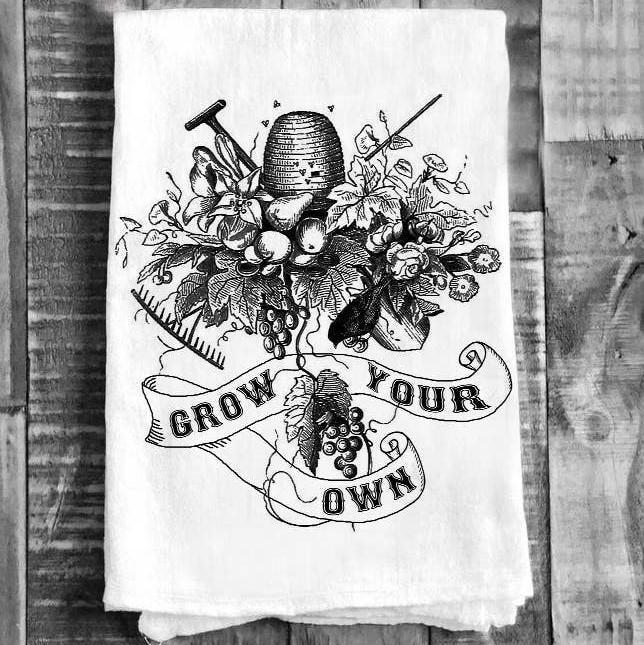 Cotton Tea Towel - Country Farm "Grow Your Own"